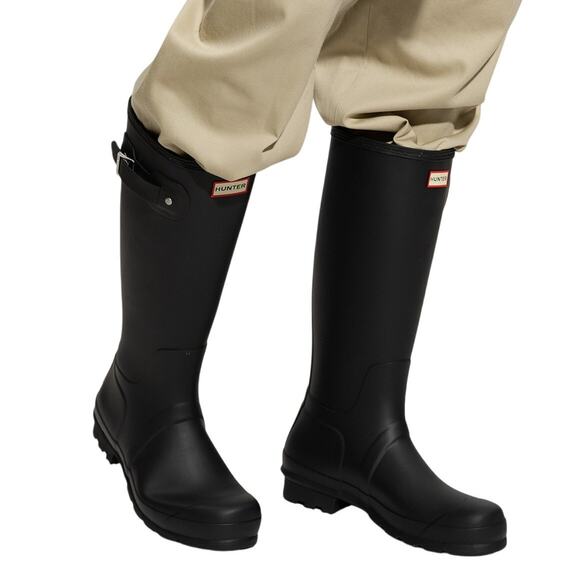 Hunter Womens 8 Black Original Tall Rain Boots Pull On Waterproof Outdoor LM1-11 - Picture 1 of 12